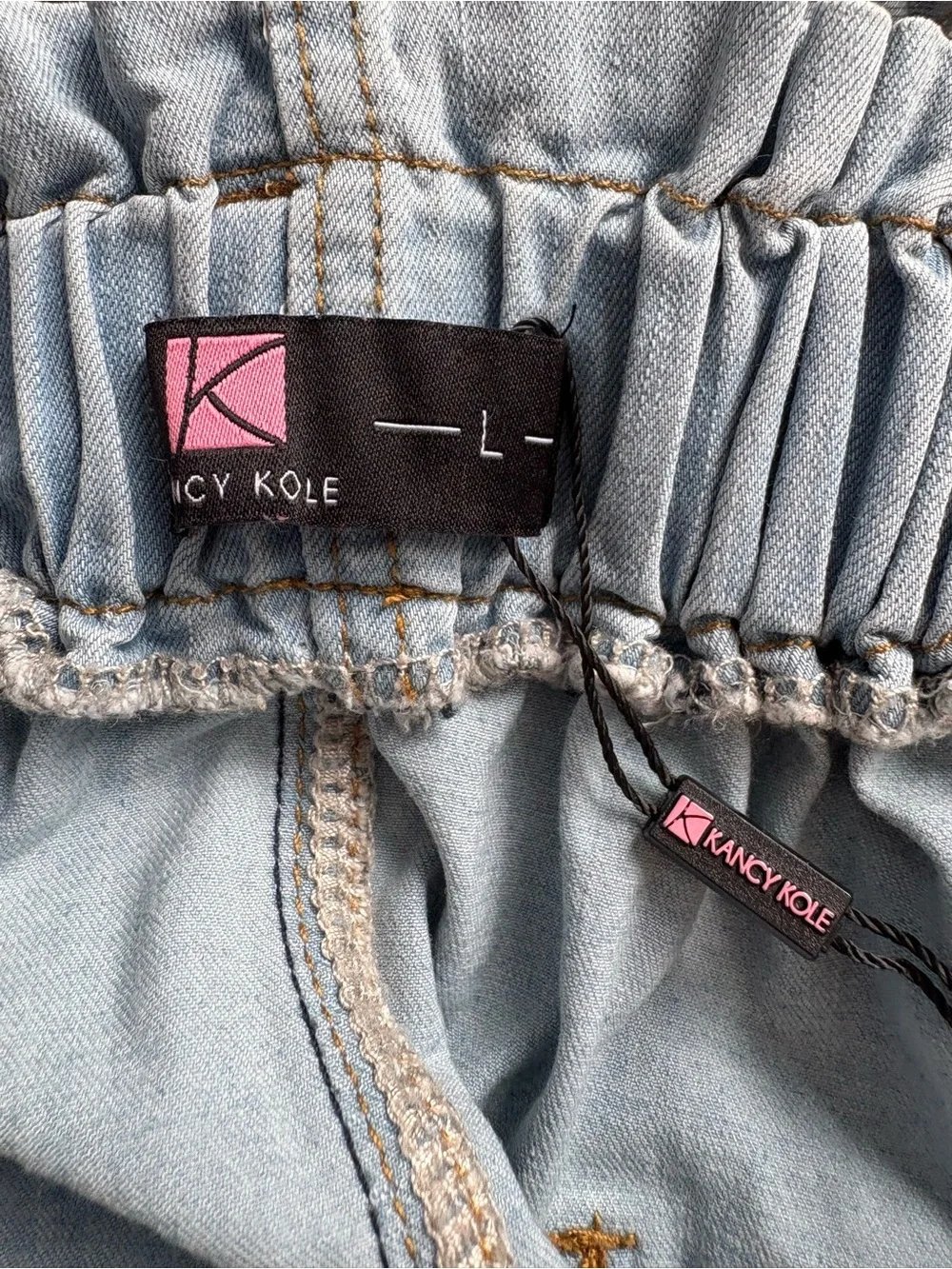 Light Blue Denim Button-Front Paperbag Mini Skirt